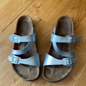EUC Birkenstock Salina Silver Birkibuc 41 (10) Regular width